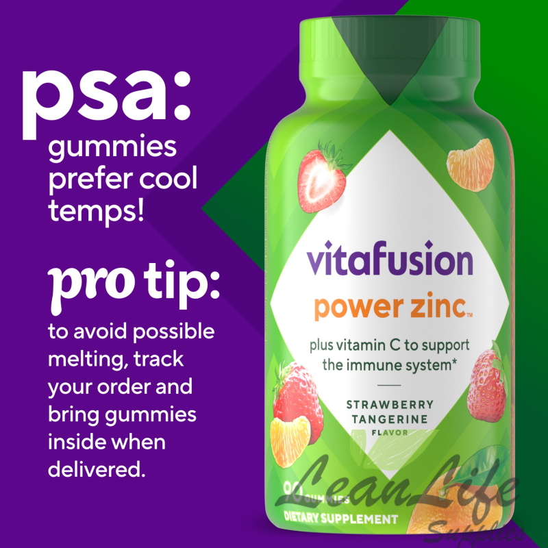 leanlifesupplies vitafusion Power Zinc Gummy Vitamins, Strawberry Tangerine Flavored Immune Support (1), 90 Count