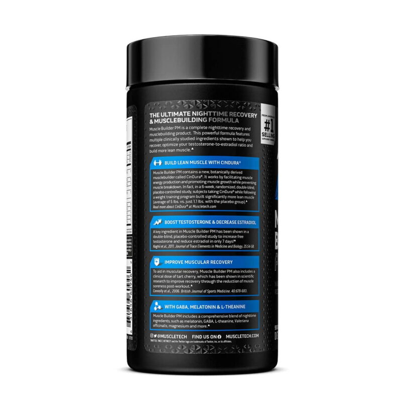 leanlifesupplies Muscle Builder PM, MuscleTech Nighttime Post Workout Recovery Formula, Testosterone Booster for Men + Enhance Strength & Lean Muscle, 5mg Melatonin Sleep Supplement, Decrease Estradiol, 90 Count