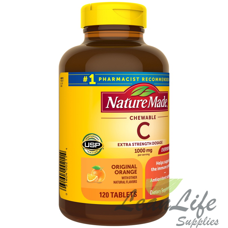 leanlifesupplies Nature Made Extra Strength Dosage Chewable Vitamin C 1000 mg Per Serving Tablets, 120 Count