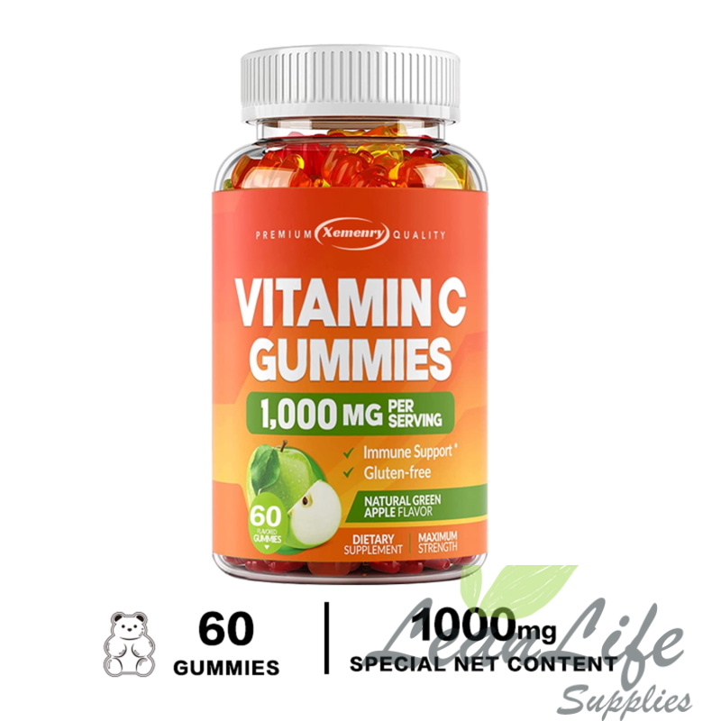 leanlifesupplies Xemenry Vitamin C Ascorbic Acid Gummies 1000mg - Enhance Energy, Support Skin Health (30/60/100pcs)