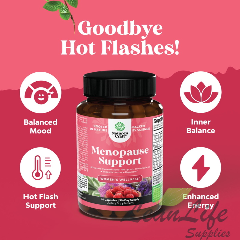 leanlifesupplies Complete Herbal Menopause Supplement for Women - Multibenefit Menopause Relief Hormone Balance for Night Sweats Mood and More with Dong Quai Vitex Chaste Berry and Black Cohosh - 30 Capsules