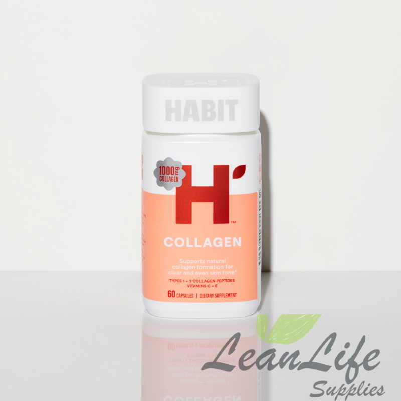 leanlifesupplies HABIT Collagen Supplement, Types 1 & 3 Collagen Peptides, Vitamin C and E, 60 Capsules