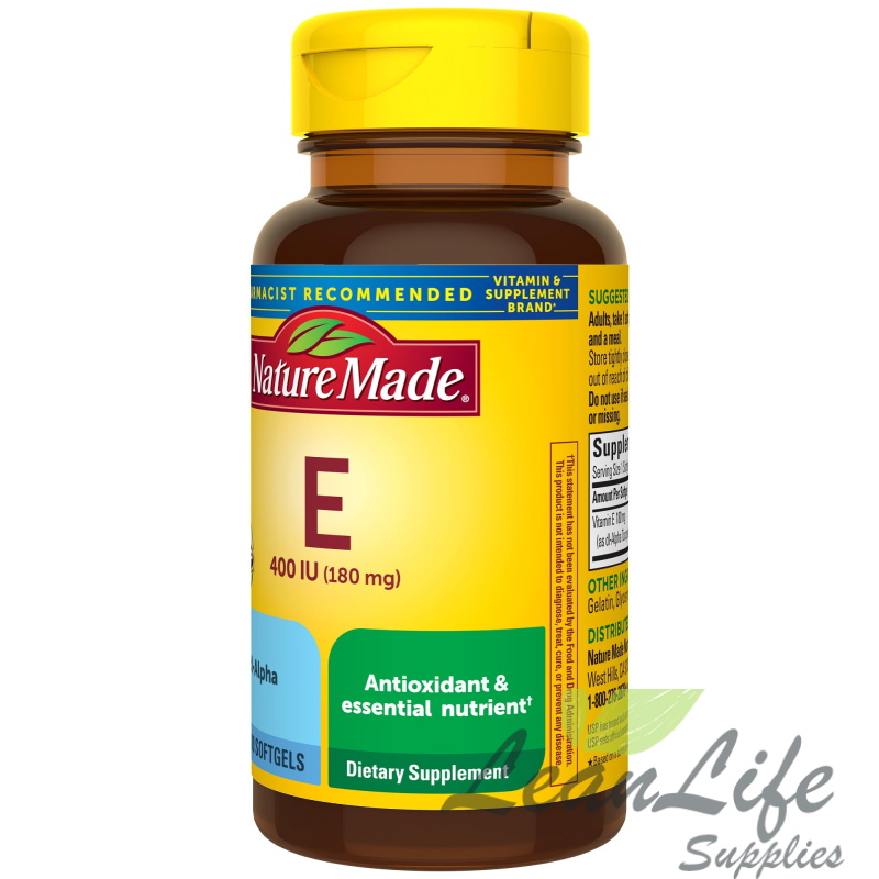 leanlifesupplies Nature Made Vitamin E 180 mg (400 IU) dl-Alpha Softgels, Dietary Supplement, 100 Count