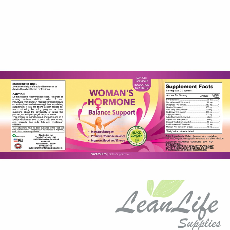 leanlifesupplies Totally Products Woman's Hormone Body Balance and Menopause Support 1375mg Natural Herbal Supplement 1-bottle