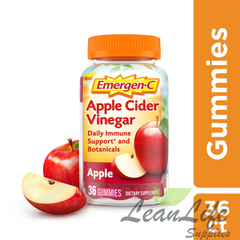 leanlifesupplies Emergen-C Vitamin C and Apple Cider Vinegar Gummies, Dietary Supplement for Immune Support - 36 Ct