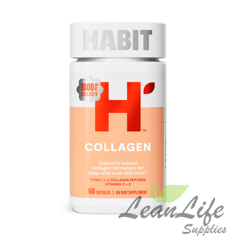 leanlifesupplies HABIT Collagen Supplement, Types 1 & 3 Collagen Peptides, Vitamin C and E, 60 Capsules