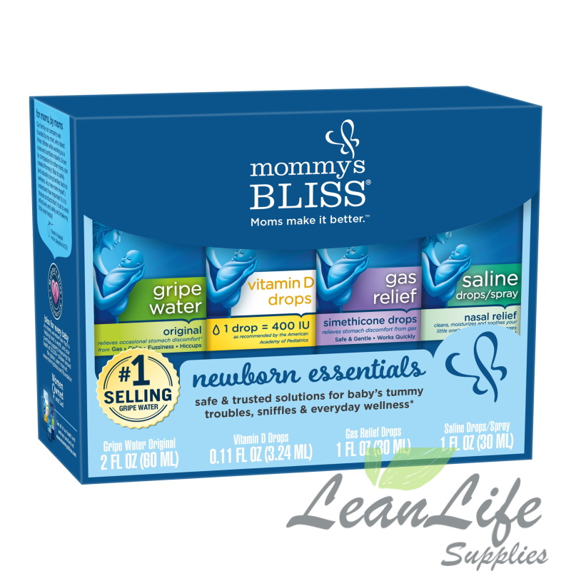 leanlifesupplies Mommy's Bliss Newborn Set, Included Gripe Water, Vitamin D, Gas Relief, Saline Drops, 4 Count