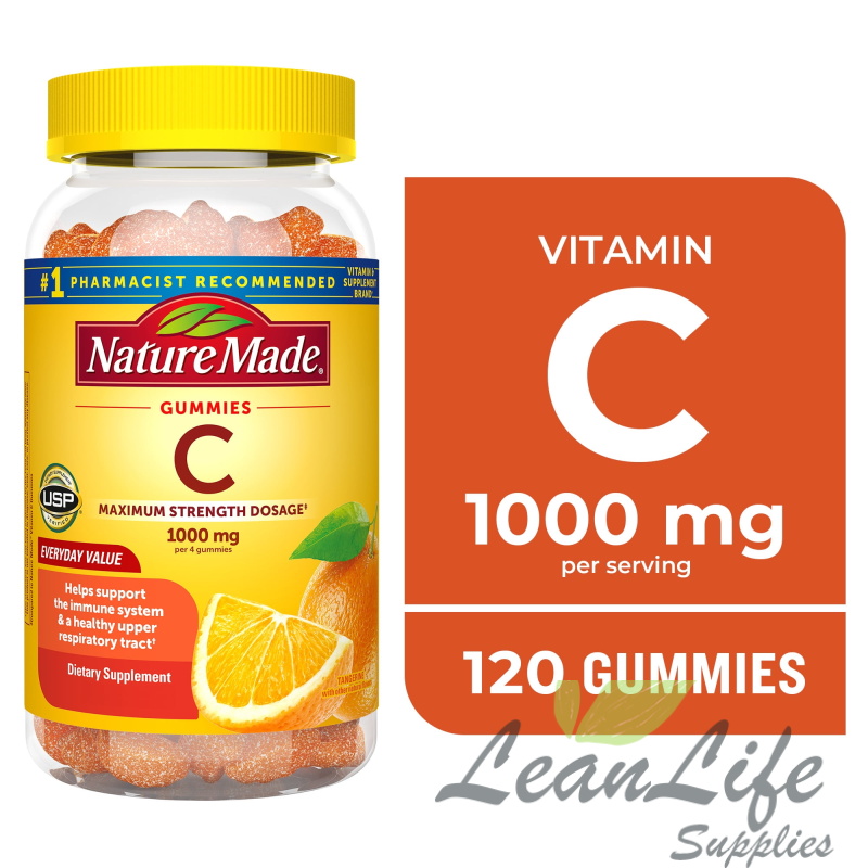 leanlifesupplies Nature Made Vitamin C Gummies Maximum Strength Dosage Vitamin C 1000mg Per Serving, 120 Ct