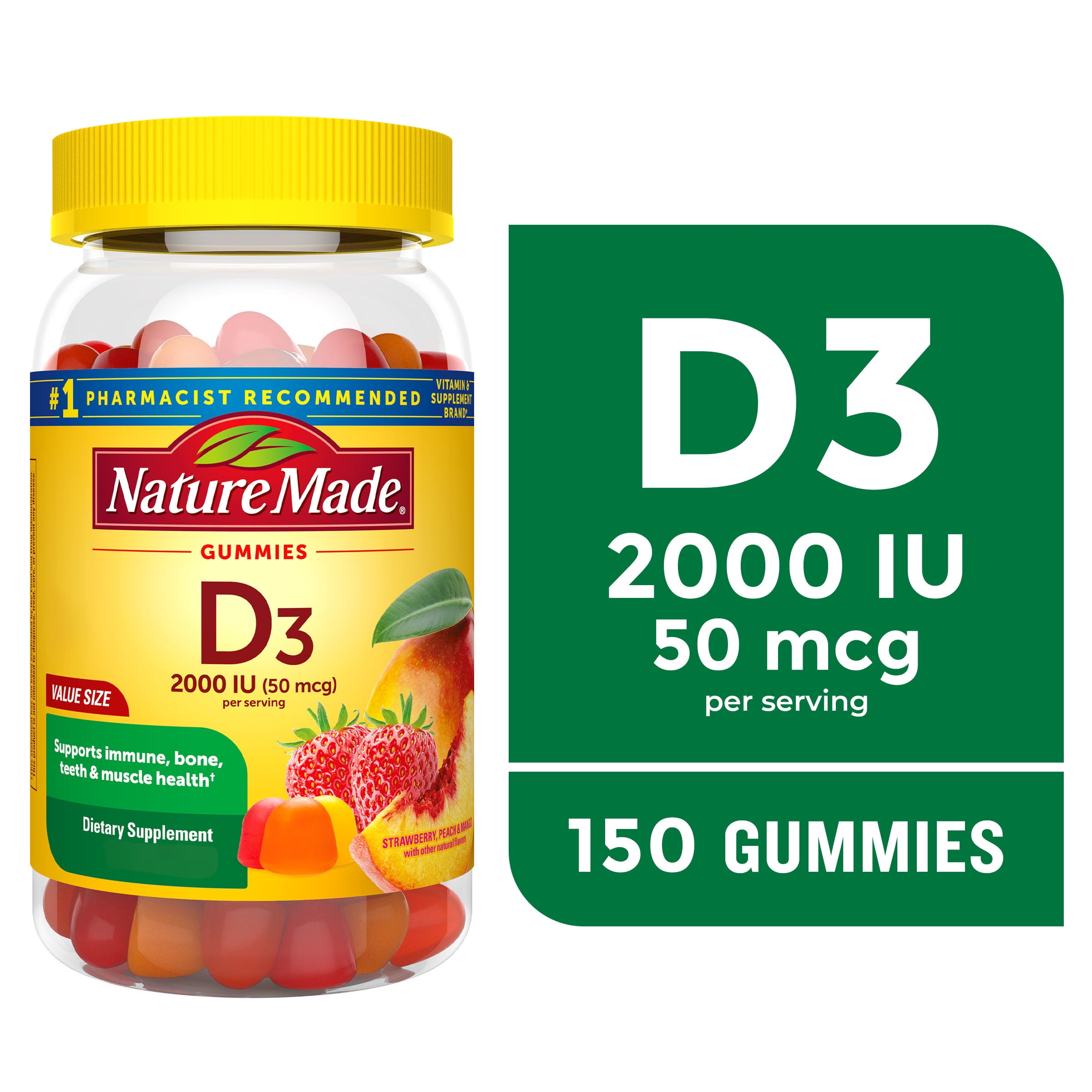 leanlifesupplies Nature Made Vitamin D3 2000 IU 50 mcg Per Serving Gummies Dietary Supplement for Bone and Immune Health Support 150 Count f4f85c4c 380c 4fc6 8fd2 6608d4bcf935.9bcdc834125c607529fa995196e989e1