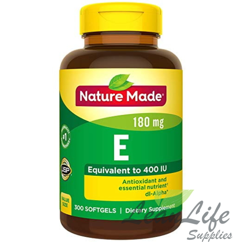 leanlifesupplies Nature Made Vitamin E 180 mg (400 IU) dl-Alpha Softgels, Dietary Supplement, 300 Count