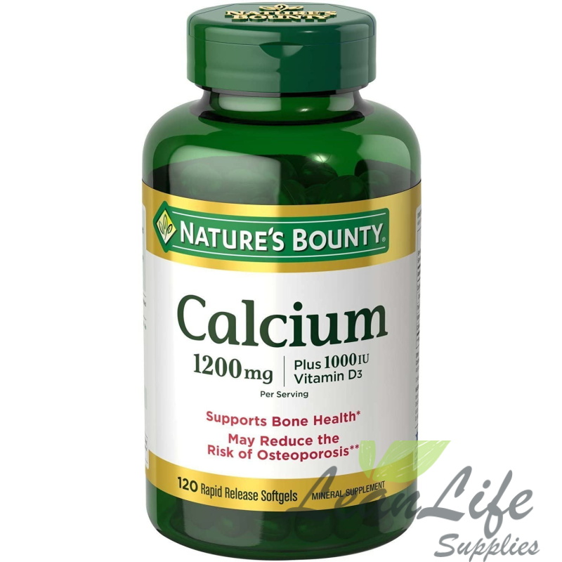 leanlifesupplies Nature's Bounty Calcium Plus Vitamin D3 1200 mg Rapid Release Softgels, 120 Ea