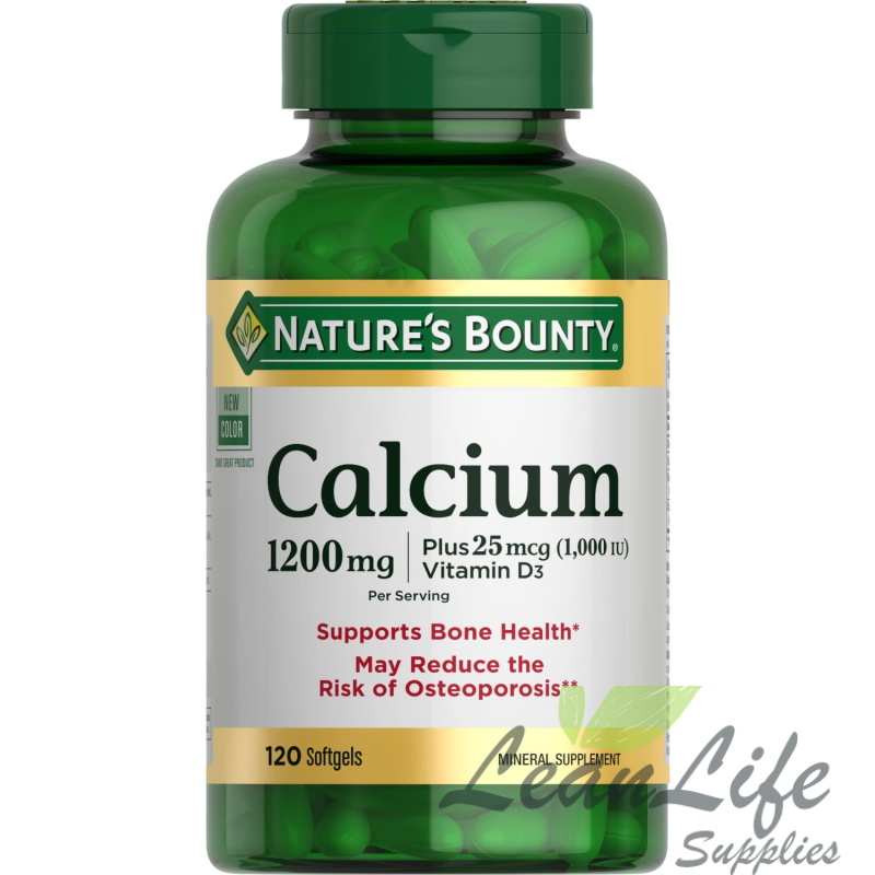 leanlifesupplies Nature's Bounty Calcium + Vitamin D3 1000 iu, Bone Health Supplement, 1200 Mg, Softgels, 120 Ct