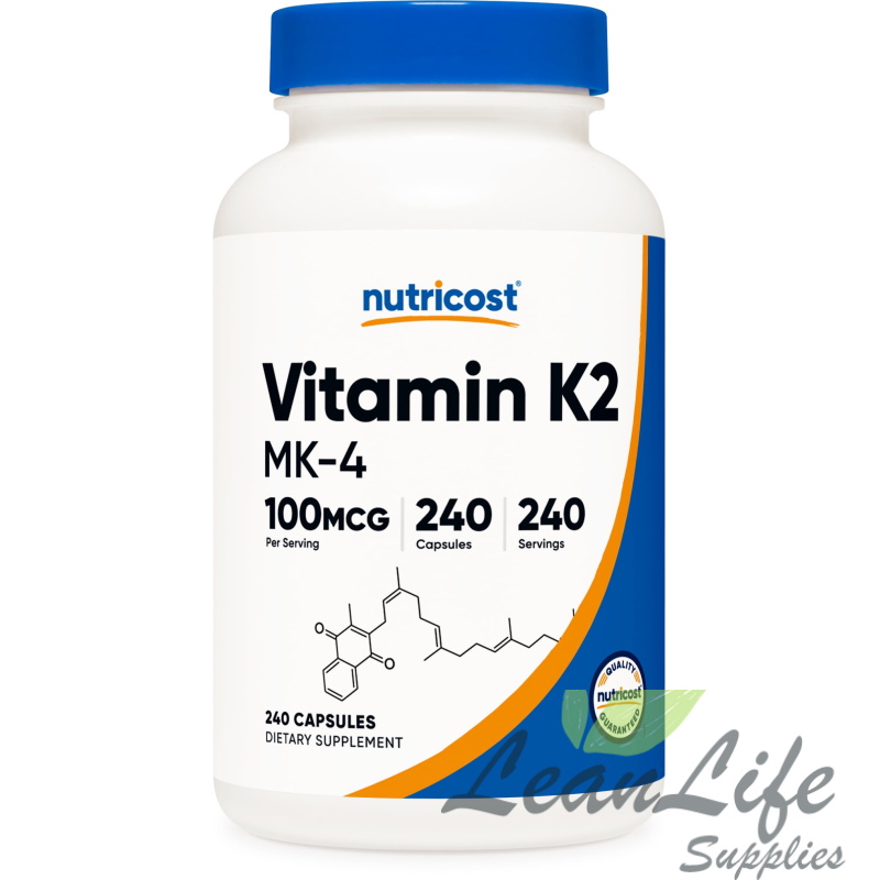 leanlifesupplies Nutricost Vitamin K2 (MK4) 240 Capsules (100mcg) - Gluten Free & Non-GMO Supplement