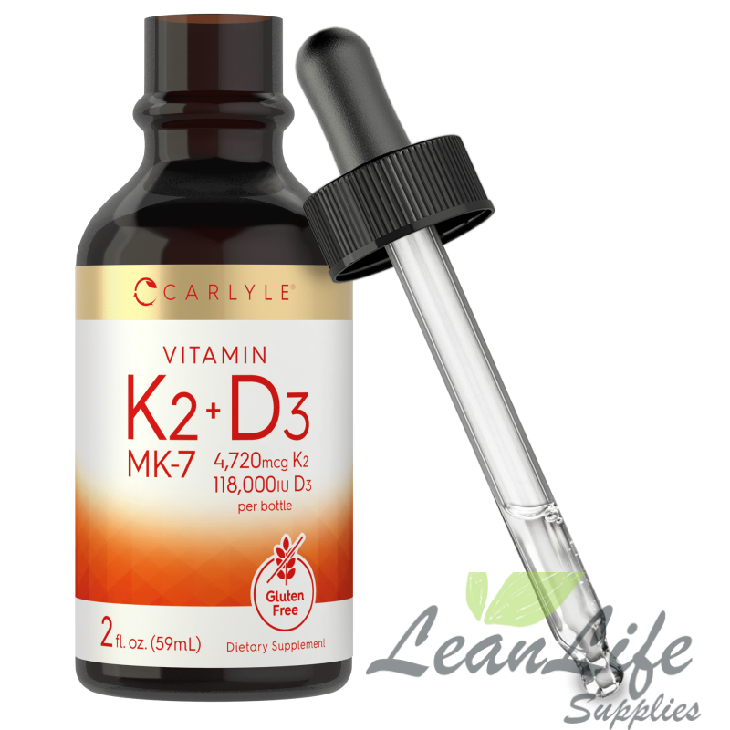 leanlifesupplies Vitamin K2 MK7 and D3 Liquid Drops | 2 fl oz | Vegetarian Supplement | by Carlyle