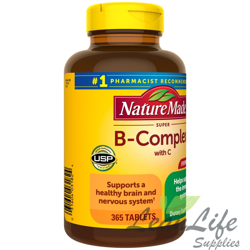 leanlifesupplies Nature Made Super B Complex with Vitamin C and Folic Acid Tablets, Dietary Supplement, 365 Count