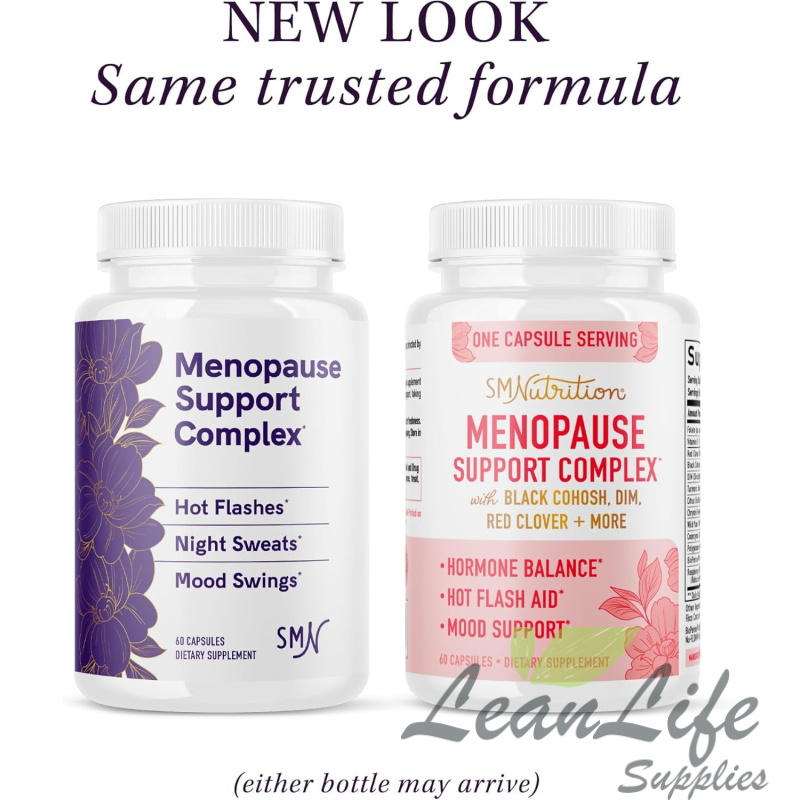 leanlifesupplies SM Nutrition Menopause Support Complex with DIM Black Cohosh | Vegetarian Hormone Balance Supplement | 60 Ct