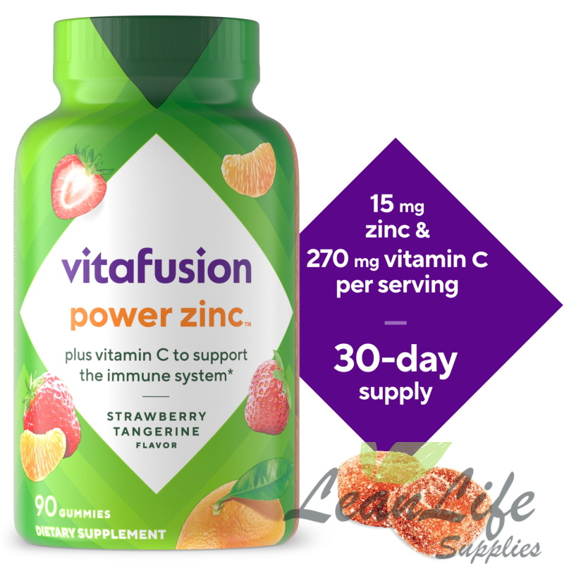 leanlifesupplies vitafusion Power Zinc Gummy Vitamins, Strawberry Tangerine Flavored Immune Support (1), 90 Count